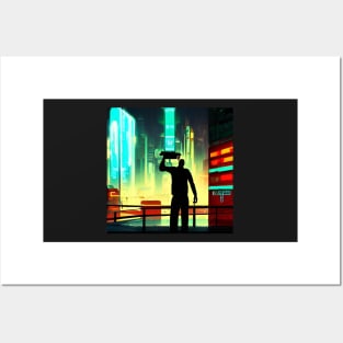 cyber city night Posters and Art